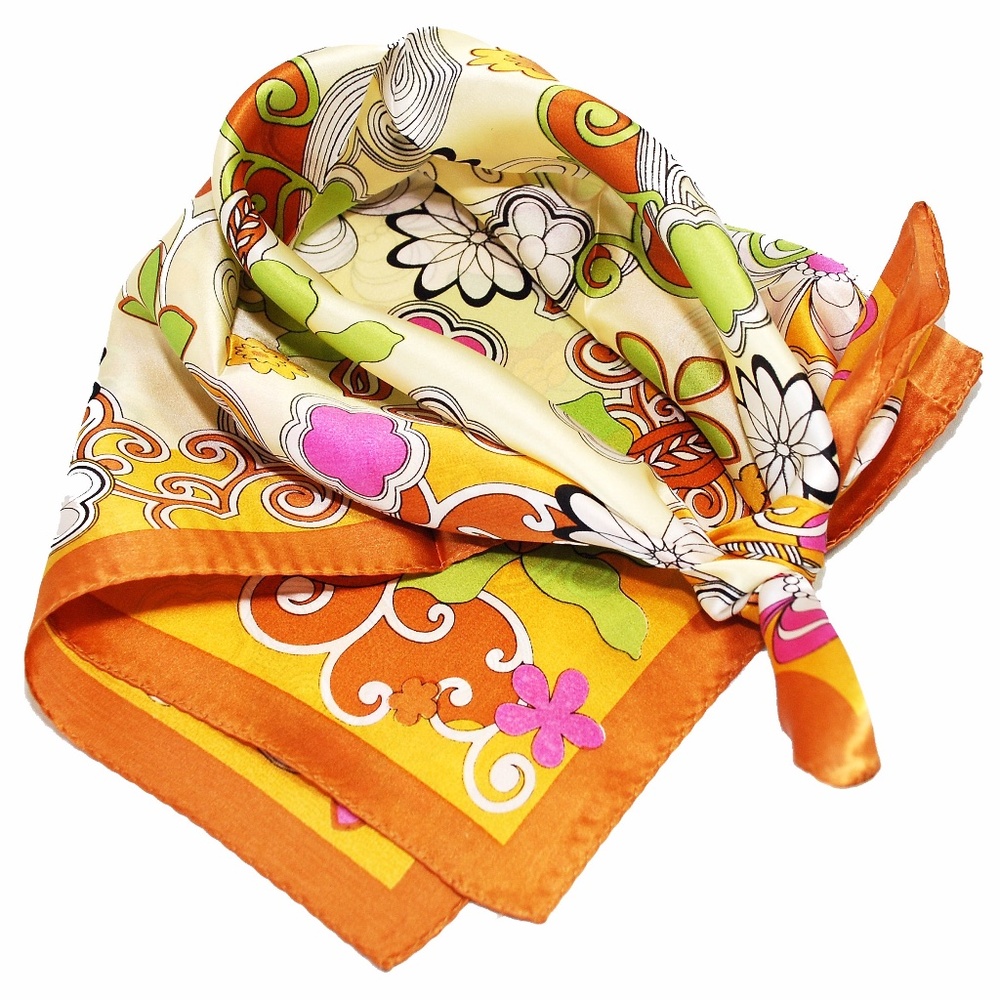Blumen Orange 100% Silk Scarf